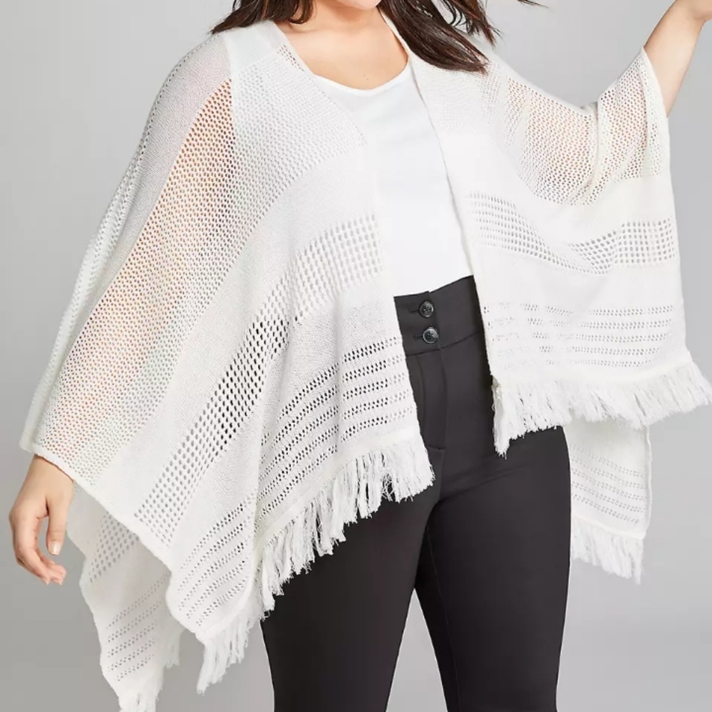One Size open stitch wrap poncho knit crochet